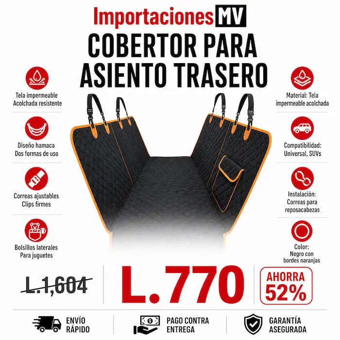 Cobertor Hamaca Impermeable para Perros | Protege la Tapicería | Universal | Bolsillos Laterales