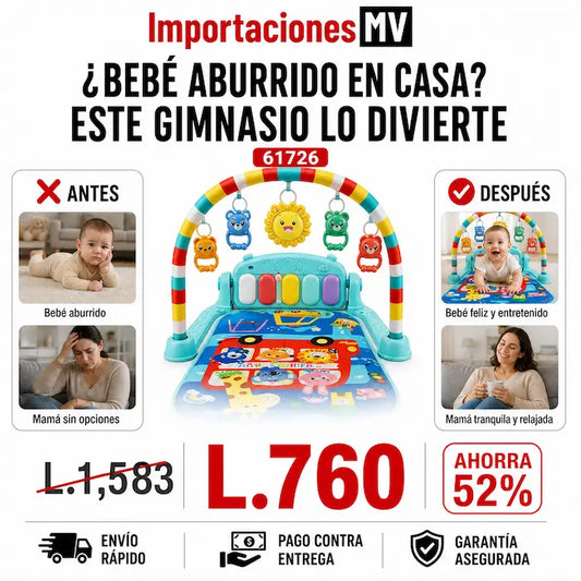 Gimnasio Manta de Actividades para Bebés con Piano | Arco de Juguetes | Música y Luces