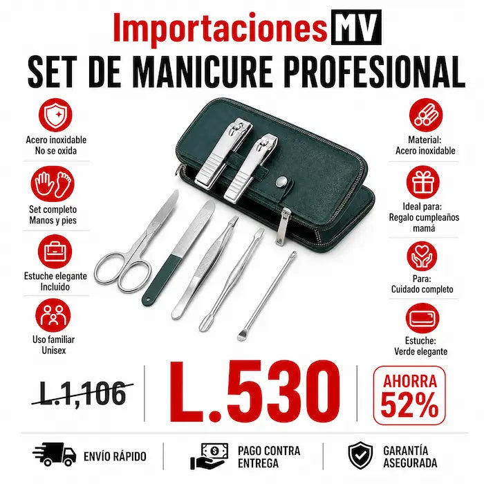 Set Manicure y Pedicure Profesional | Acero Inoxidable | Estuche Incluido | Unisex