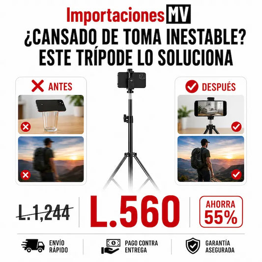 Trípode Telescópico Profesional Extensible | Rosca Universal | Celular y Cámara | Plegable