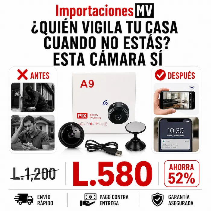 MiniCam A9 — Cámara Espía Mini Full HD | 1080P | Imán | Visión Nocturna | Graba sin WiFi &nbsp;📷