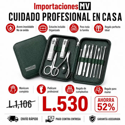 Set Manicure y Pedicure Profesional | Acero Inoxidable | Estuche Incluido | Unisex