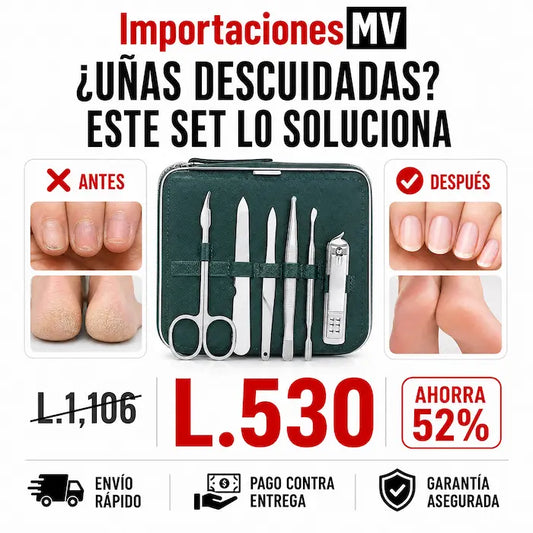 Set Manicure y Pedicure Profesional | Acero Inoxidable | Estuche Incluido | Unisex