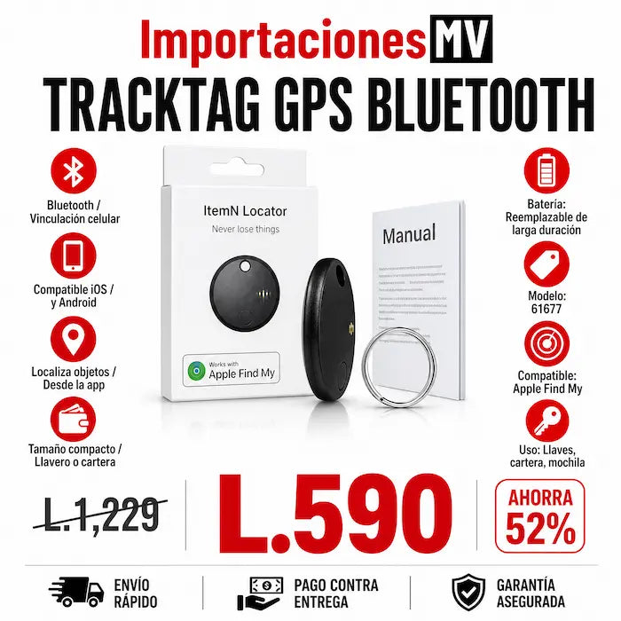 TrackTag Pro — Localizador Inteligente Compatible con Apple Find My | Bluetooth | Batería Reemplazable