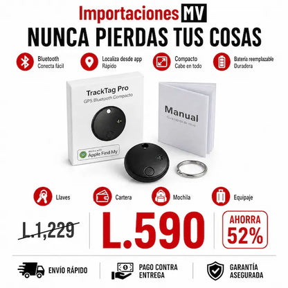 TrackTag Pro — Localizador Inteligente Compatible con Apple Find My | Bluetooth | Batería Reemplazable