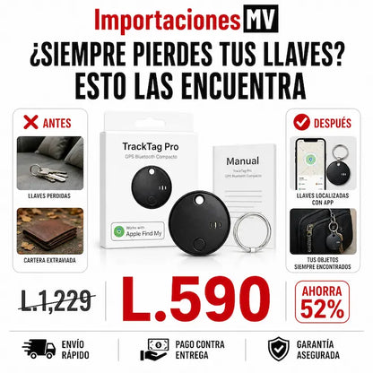 TrackTag Pro — Localizador Inteligente Compatible con Apple Find My | Bluetooth | Batería Reemplazable